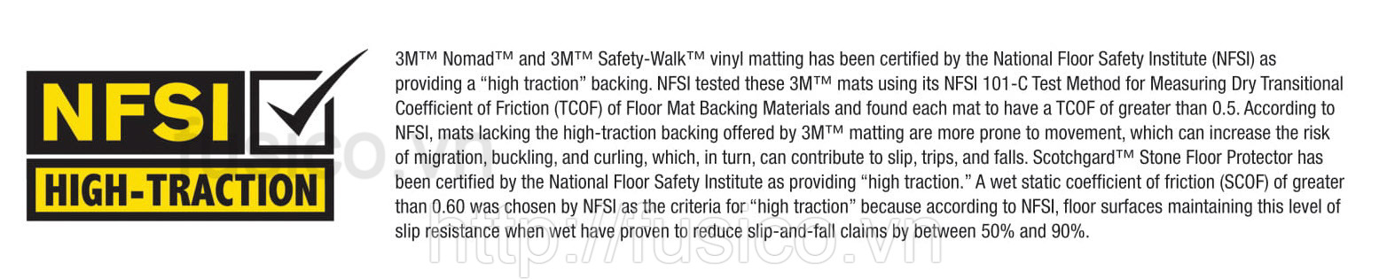 Chứng nhận NFSI Viện an toàn sàn Hoa Kỳ thảm chùi chân 3M