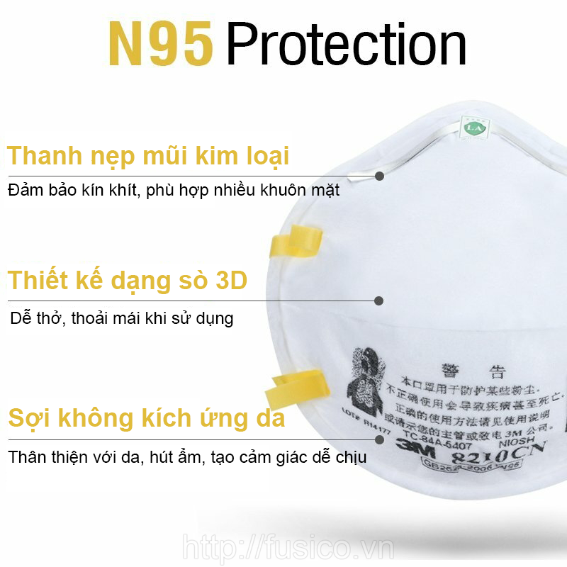 Cấu tạo khẩu trang lọc bụi 3m 8210 N95