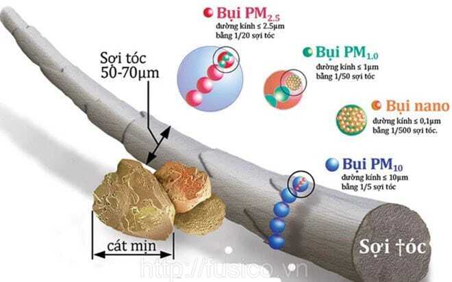 Kích thước bụi mịn pm2.5 dưới kính hiển vi