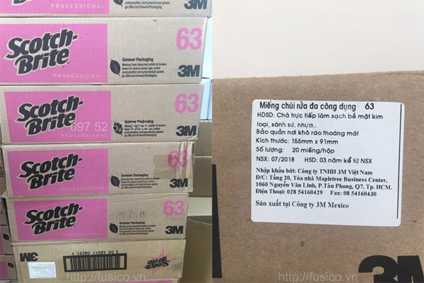 Ảnh thực tế miếng chùi rửa bọt biển 3M scotch brite 63