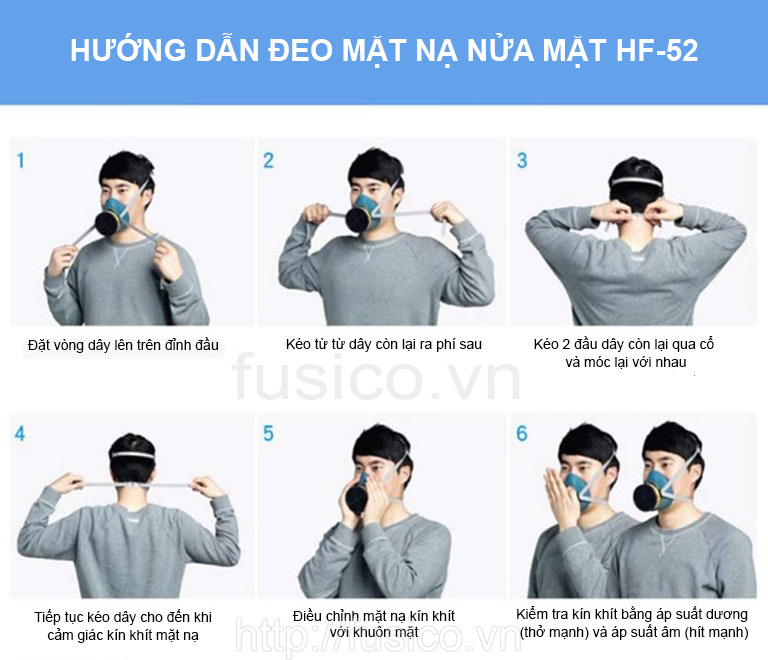 Hướng dẫn đeo mặt nạ phòng độc nửa mặt 3M HF 52